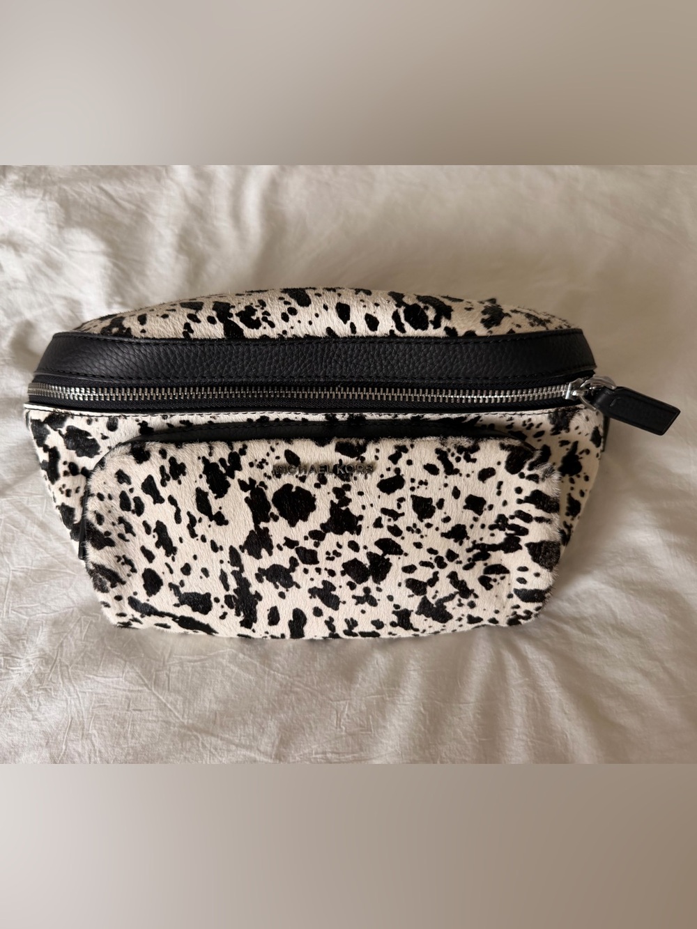 Michael Kors Black & White Spotted Cowhide Belt Bag